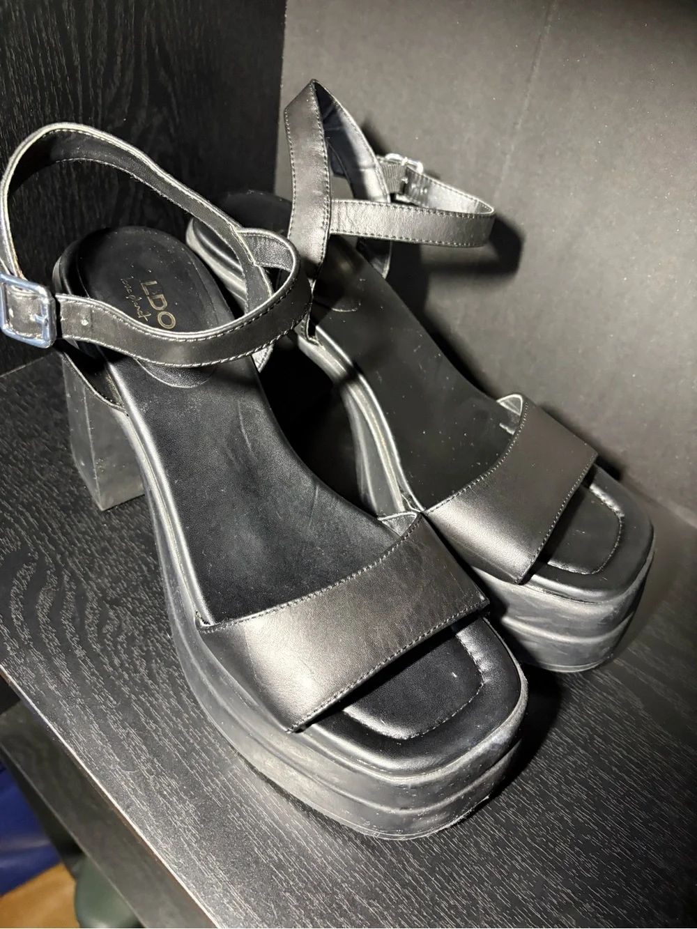 Steve Madden Black Platform Block Heel Sandals